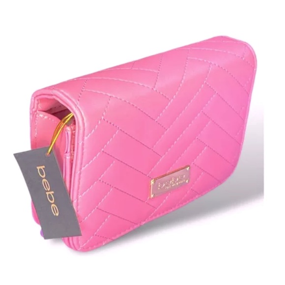 Bebe Sophia Crossbody Small Quilted Chain Strap in Pink Bubblegum - Picture 10 of 10